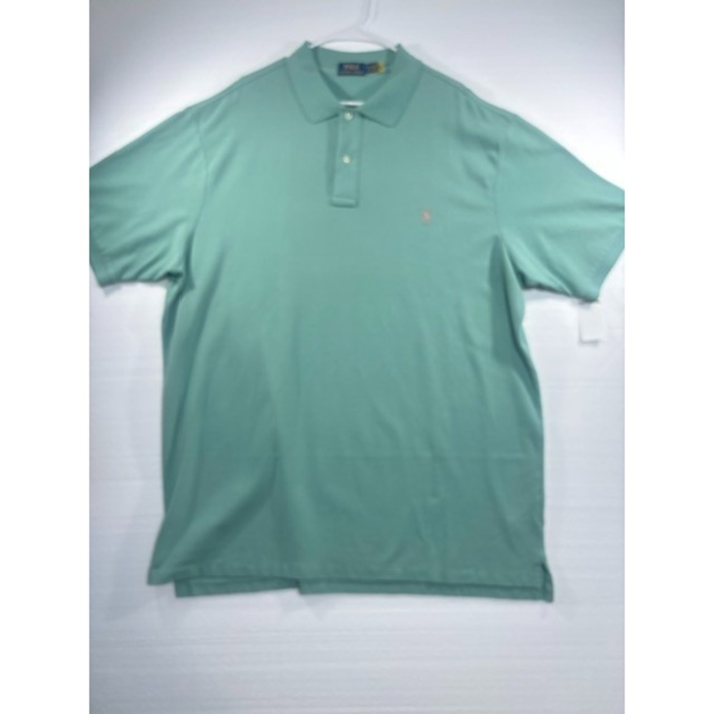 Polo Ralph Lauren Mens Short Sleeve Mesh Pique Polo Shirt Sage Green Pink Pony X
